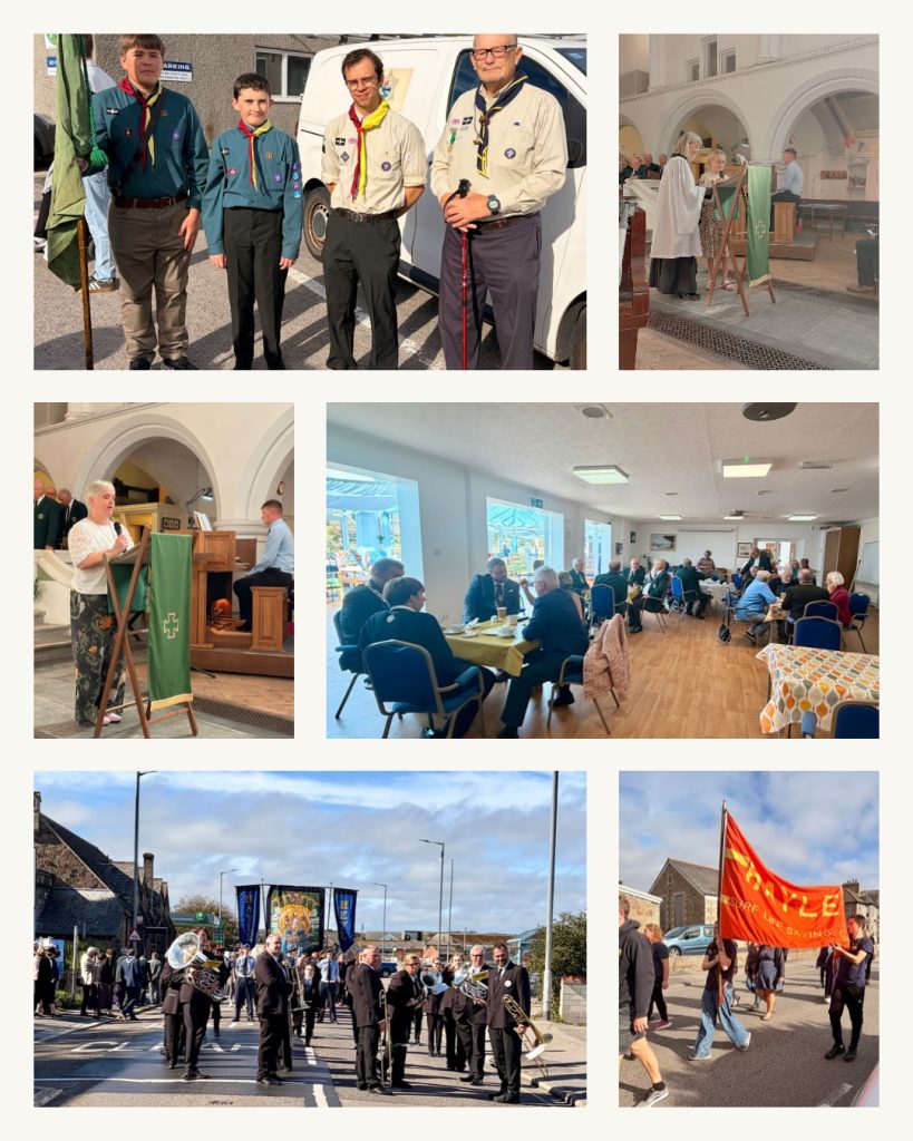 A collection of 6 images showing Hayle's Civic and Community Parade and Service